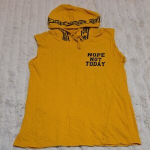 On Fire Yellow Cotton Hooded Top Apparel